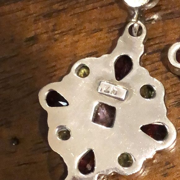Garnet Peridot Amethyst Sterling Silver Drop Dangle Faceted Earrings - Picture 6 of 8